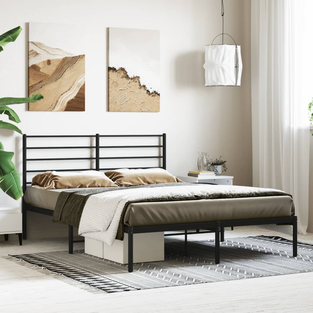 Bedframe met hoofdbord metaal zwart 120x200 cm is nu te koop bij PeponiXL, paradijselijk wonen!