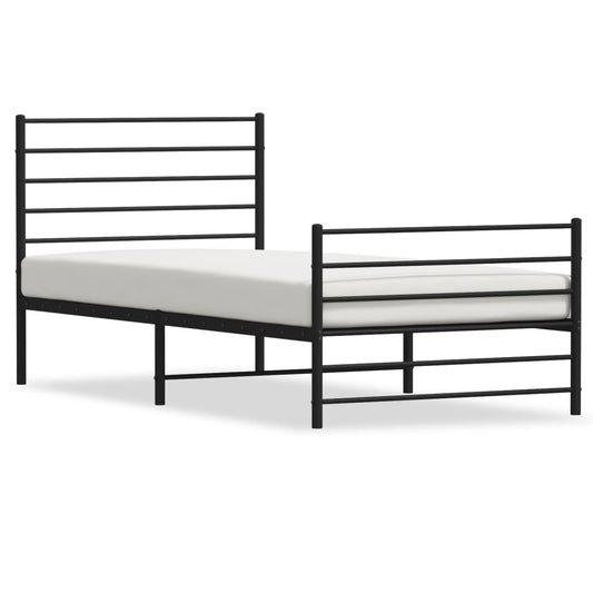Bedframe met hoofd- en voeteneinde metaal zwart 107x203 cm is nu te koop bij PeponiXL, paradijselijk wonen!