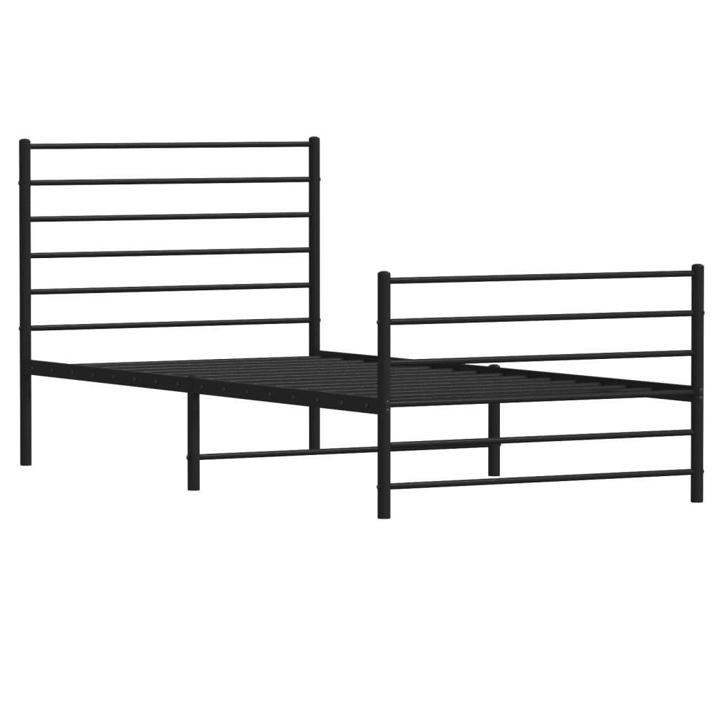 Bedframe met hoofd- en voeteneinde metaal zwart 107x203 cm is nu te koop bij PeponiXL, paradijselijk wonen!