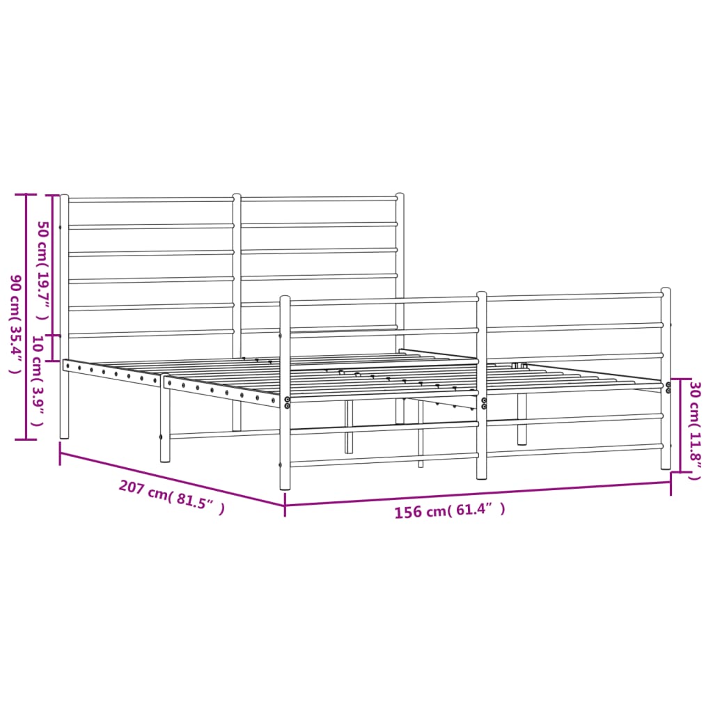 Bedframe met hoofd- en voeteneinde metaal zwart 150x200 cm is nu te koop bij PeponiXL, paradijselijk wonen!