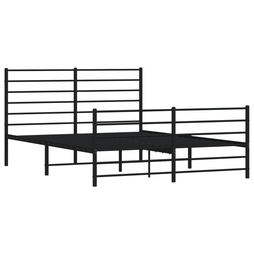 Bedframe met voetbord zonder matras metaal zwart 160x200 cm is nu te koop bij PeponiXL, paradijselijk wonen!