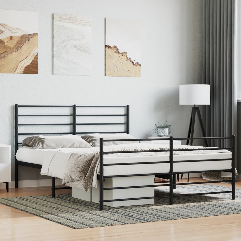 Bedframe met voetbord zonder matras metaal zwart 160x200 cm is nu te koop bij PeponiXL, paradijselijk wonen!