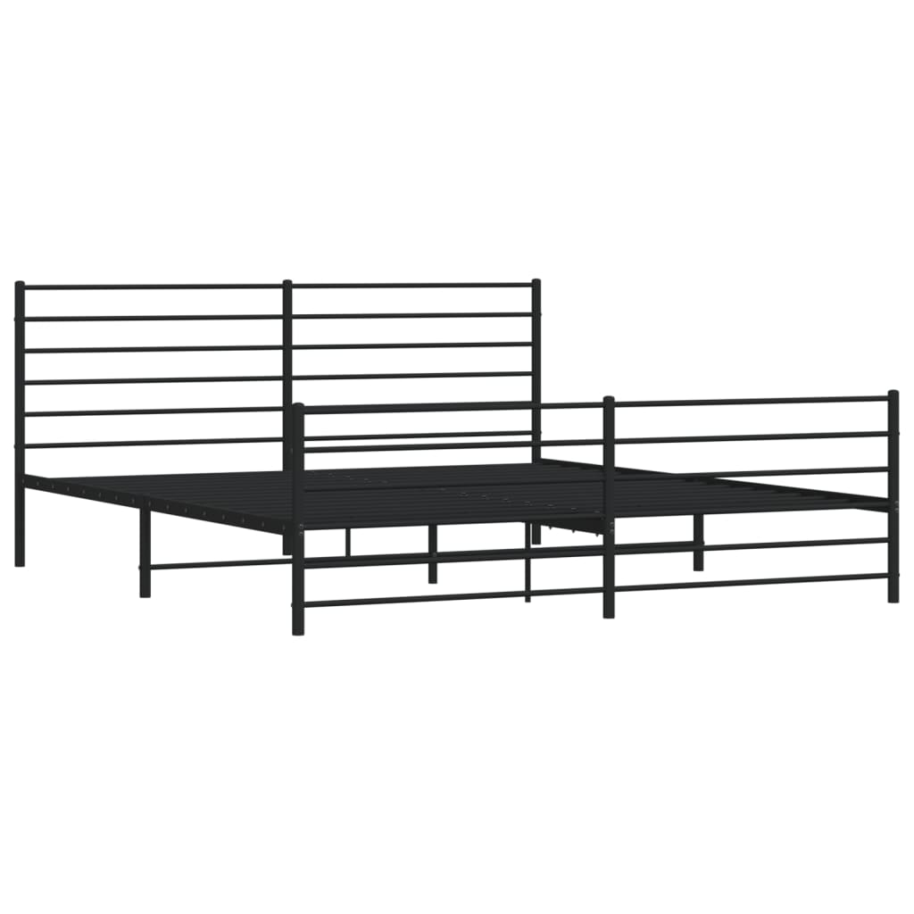 Bedframe met hoofd- en voeteneinde metaal zwart 200x200 cm is nu te koop bij PeponiXL, paradijselijk wonen!
