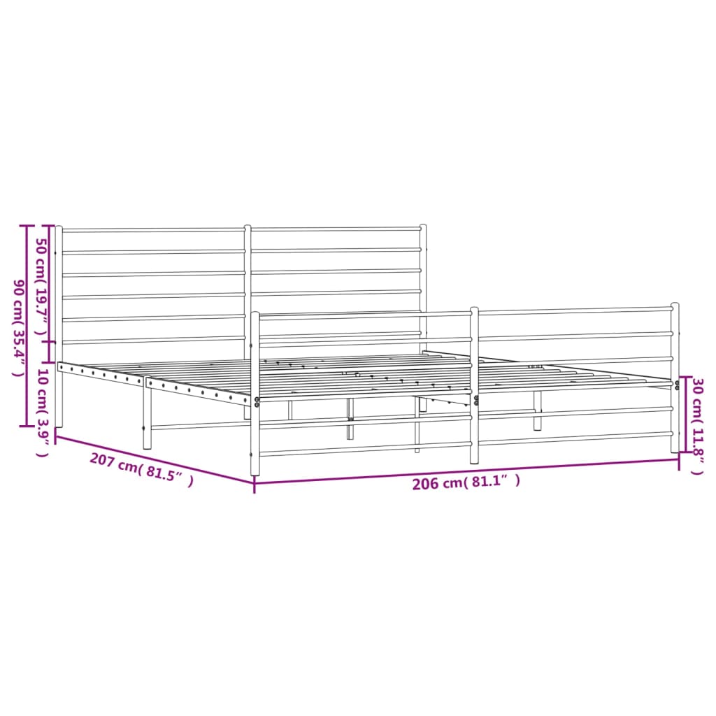 Bedframe met hoofd- en voeteneinde metaal zwart 200x200 cm is nu te koop bij PeponiXL, paradijselijk wonen!