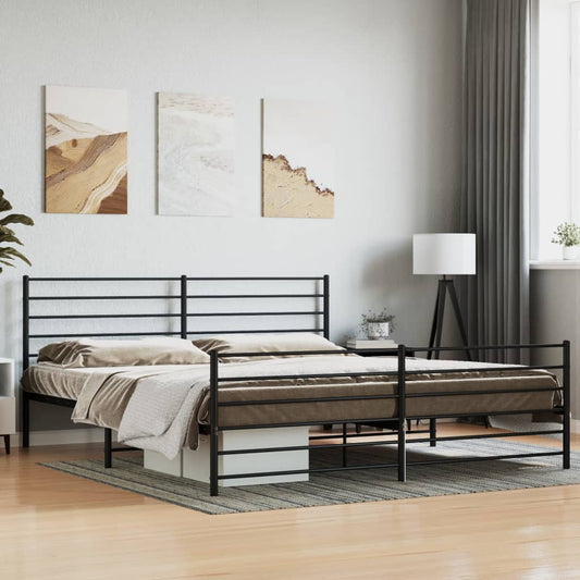 Bedframe met hoofd- en voeteneinde metaal zwart 200x200 cm is nu te koop bij PeponiXL, paradijselijk wonen!