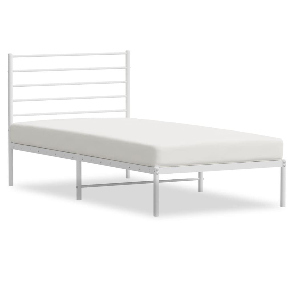 Bedframe met hoofdbord zonder matras metaal wit 75x190 cm is nu te koop bij PeponiXL, paradijselijk wonen!
