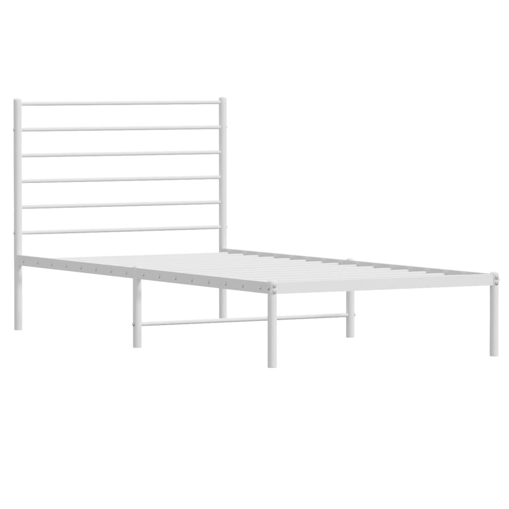 Bedframe met hoofdbord zonder matras metaal wit 75x190 cm is nu te koop bij PeponiXL, paradijselijk wonen!