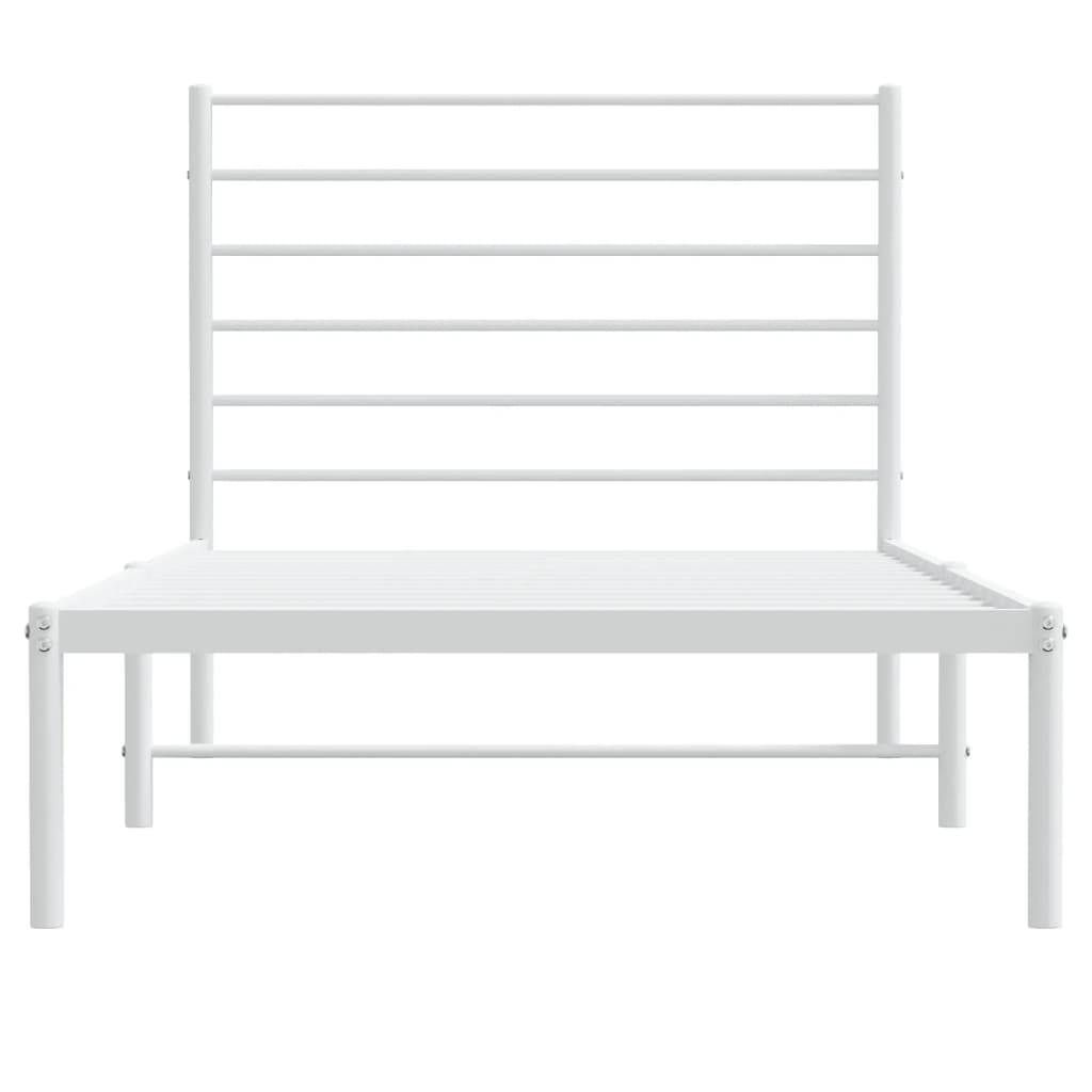 Bedframe met hoofdbord zonder matras metaal wit 75x190 cm is nu te koop bij PeponiXL, paradijselijk wonen!