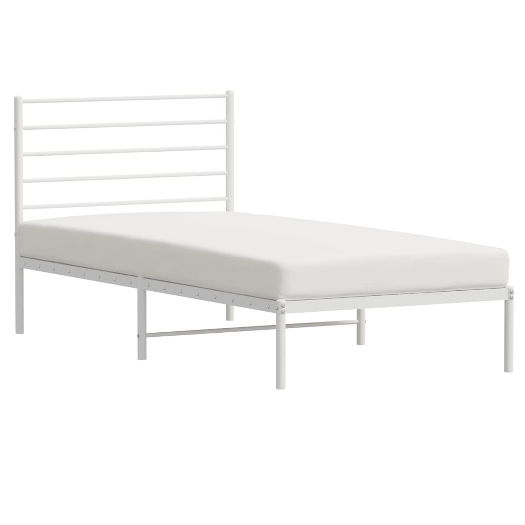 Bedframe met hoofdbord metaal wit 80x200 cm is nu te koop bij PeponiXL, paradijselijk wonen!