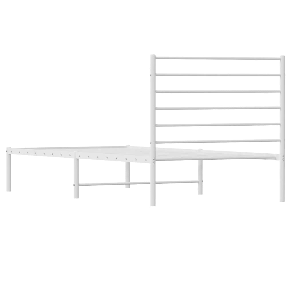 Bedframe met hoofdbord metaal wit 80x200 cm is nu te koop bij PeponiXL, paradijselijk wonen!