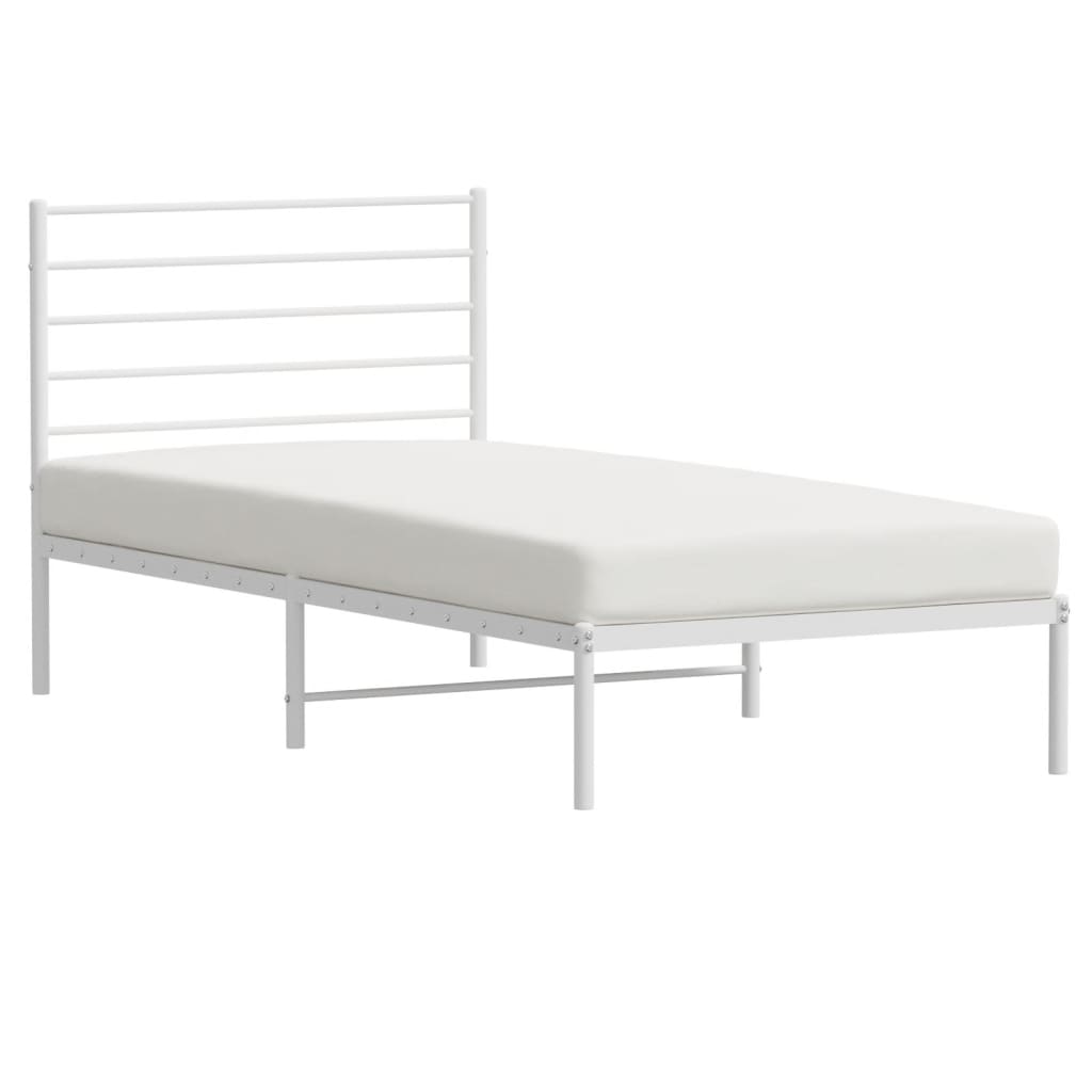 Bedframe met hoofdbord metaal wit 107x203 cm is nu te koop bij PeponiXL, paradijselijk wonen!