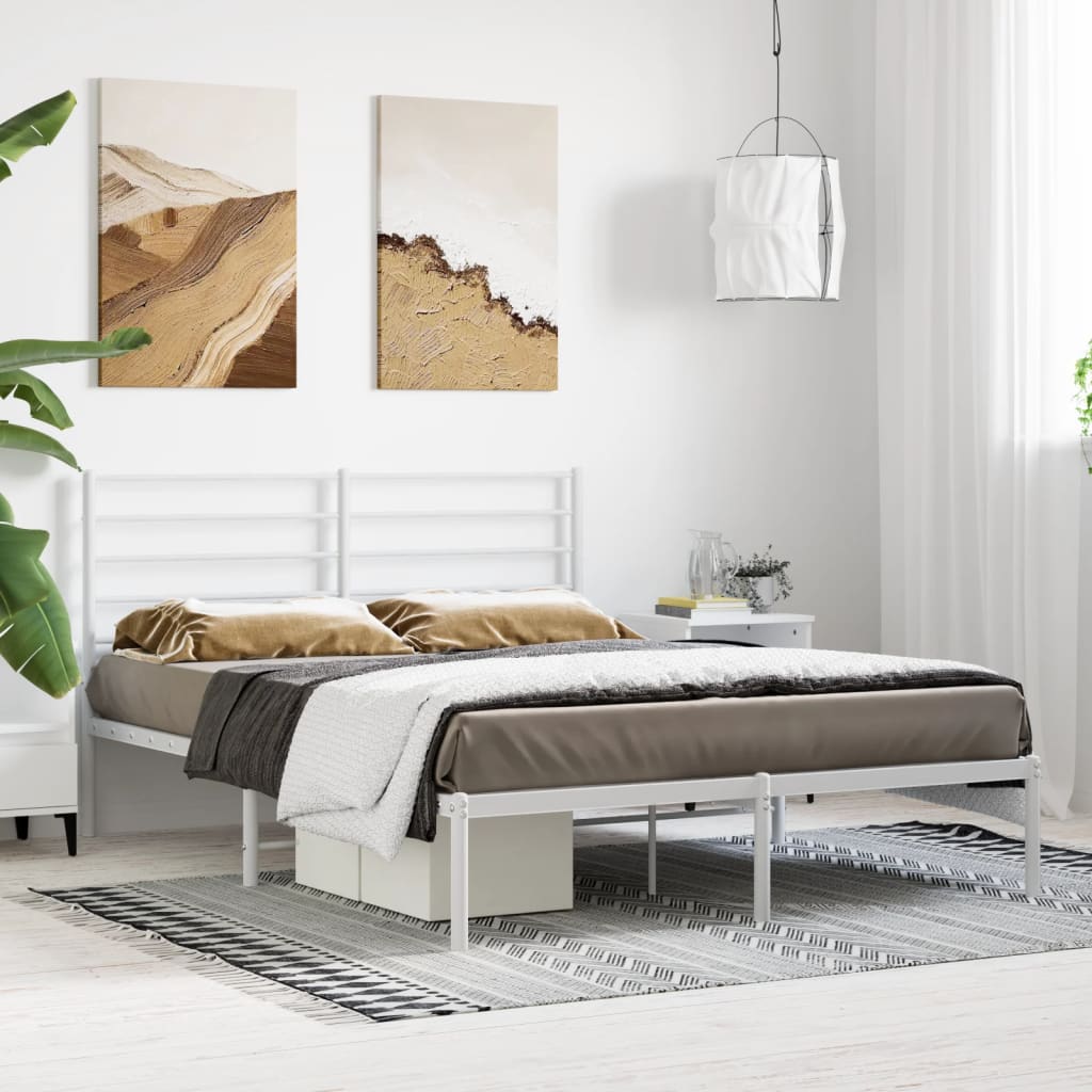 Bedframe met hoofdbord metaal wit 120x200 cm is nu te koop bij PeponiXL, paradijselijk wonen!
