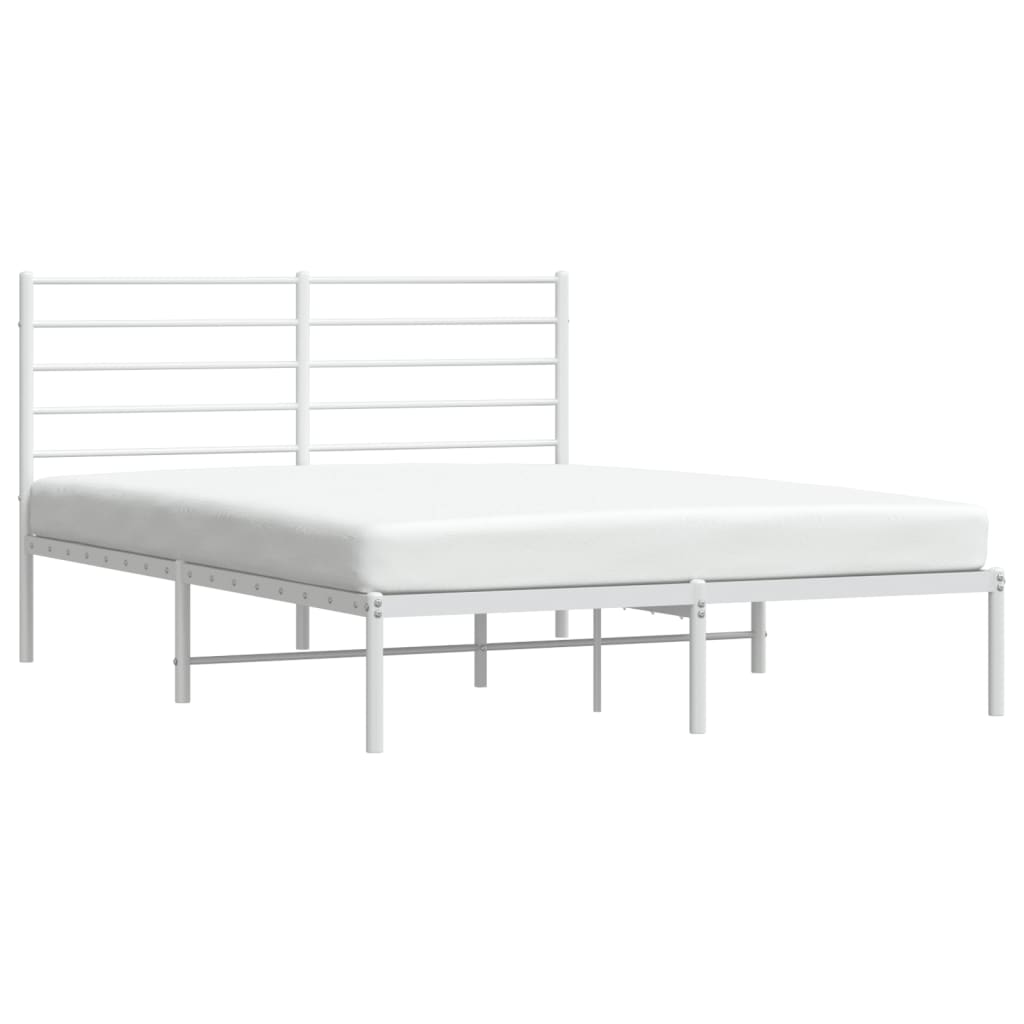 Bedframe met hoofdbord metaal wit 120x200 cm is nu te koop bij PeponiXL, paradijselijk wonen!