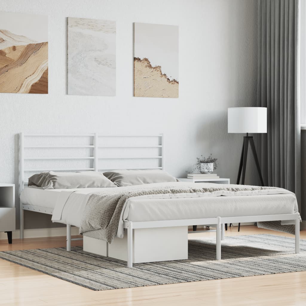 Bedframe met hoofdbord metaal wit 120x200 cm is nu te koop bij PeponiXL, paradijselijk wonen!
