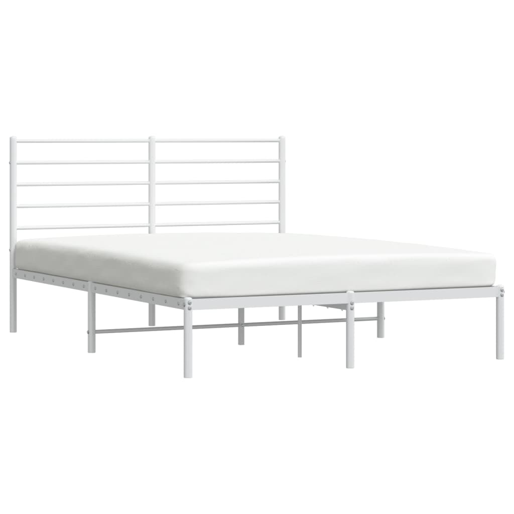 Bedframe met hoofdbord metaal wit 140x200 cm is nu te koop bij PeponiXL, paradijselijk wonen!