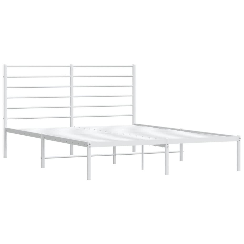 Bedframe met hoofdbord metaal wit 140x200 cm is nu te koop bij PeponiXL, paradijselijk wonen!