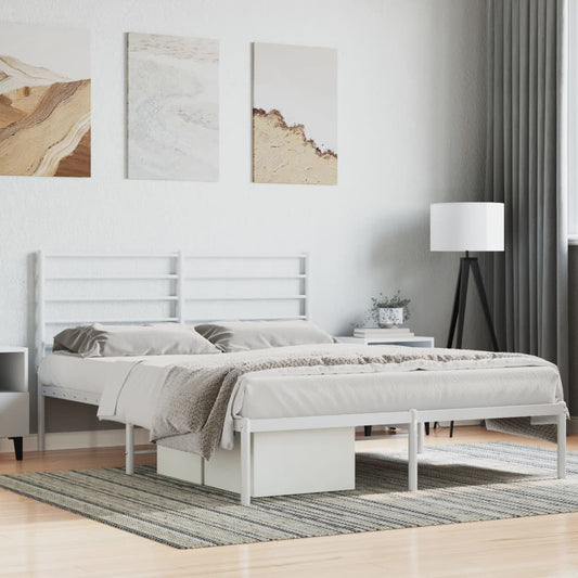 Bedframe met hoofdbord metaal wit 140x200 cm is nu te koop bij PeponiXL, paradijselijk wonen!