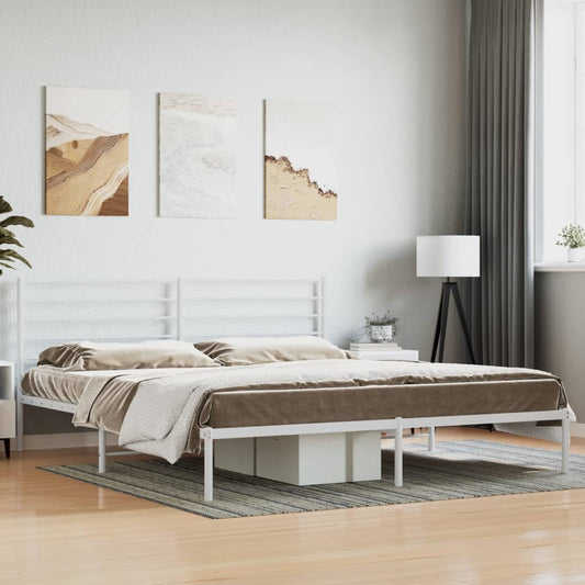 Bedframe met hoofdbord metaal wit 180x200 cm is nu te koop bij PeponiXL, paradijselijk wonen!