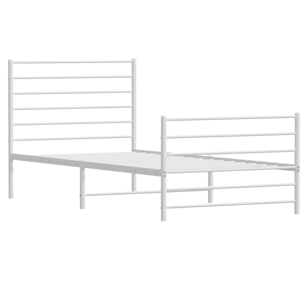 Bedframe met hoofd- en voeteneinde metaal wit 107x203 cm is nu te koop bij PeponiXL, paradijselijk wonen!