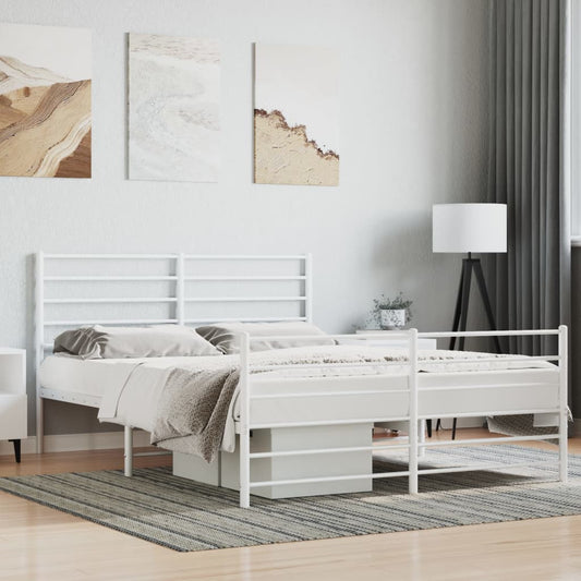 Bedframe met hoofd- en voeteneinde metaal wit 120 x 190 cm is nu te koop bij PeponiXL, paradijselijk wonen!