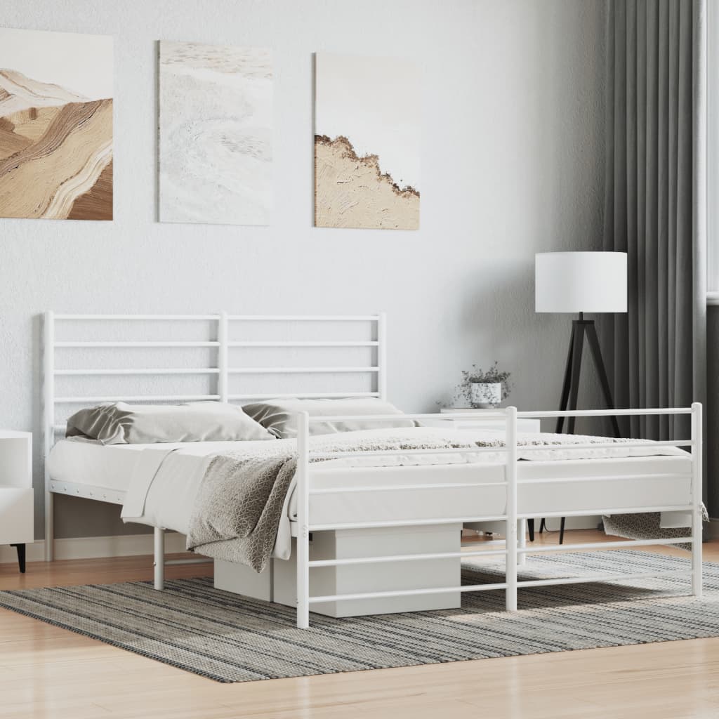Bedframe met hoofd- en voeteneinde metaal wit 140x190 cm is nu te koop bij PeponiXL, paradijselijk wonen!