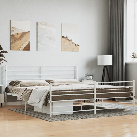 Bedframe met hoofd- en voeteneinde metaal wit 200x200 cm is nu te koop bij PeponiXL, paradijselijk wonen!