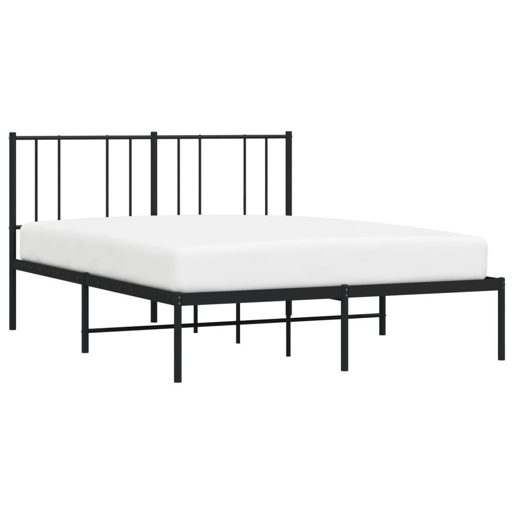 Bedframe met hoofdbord metaal zwart 120x190 cm is nu te koop bij PeponiXL, paradijselijk wonen!