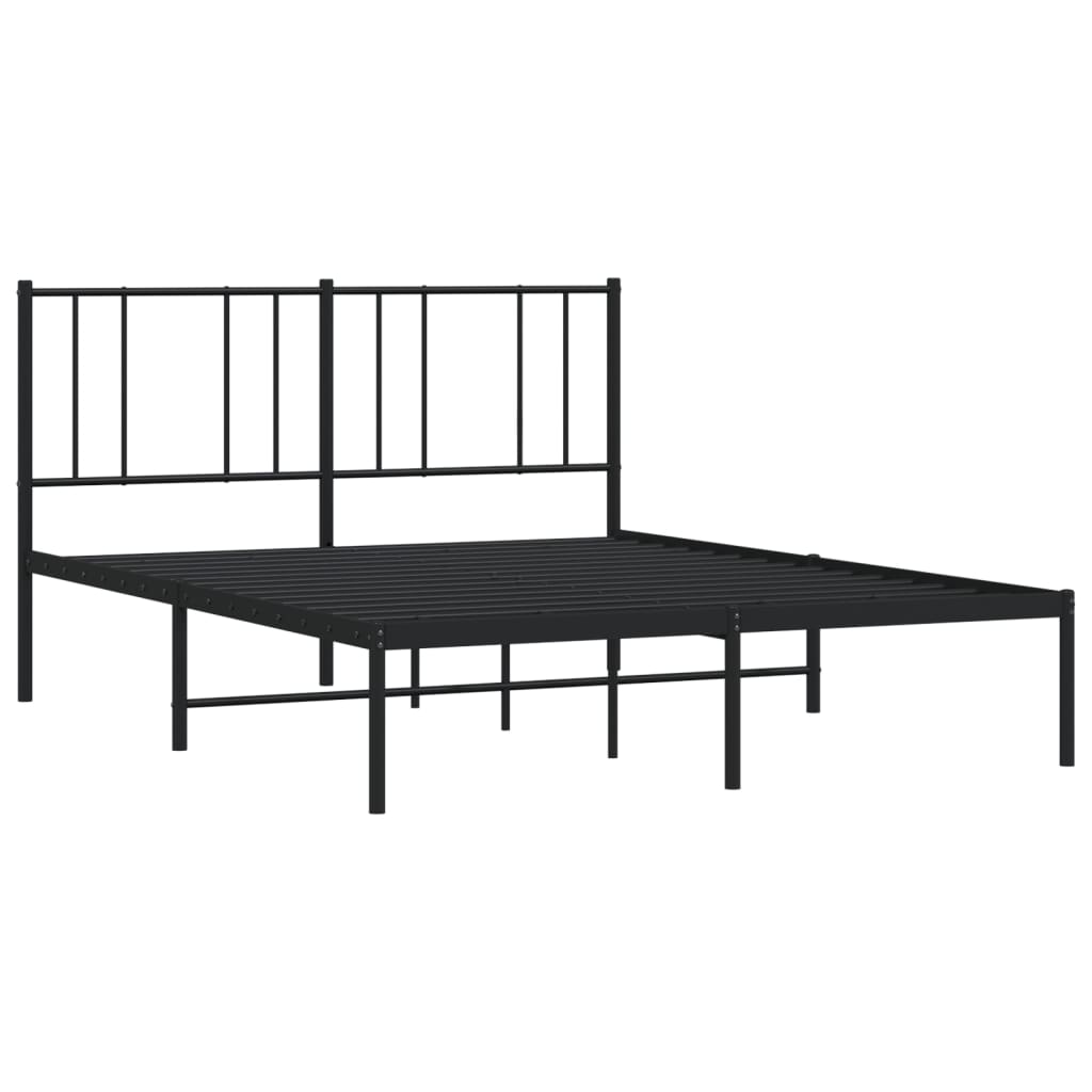 Bedframe met hoofdbord metaal zwart 120x190 cm is nu te koop bij PeponiXL, paradijselijk wonen!