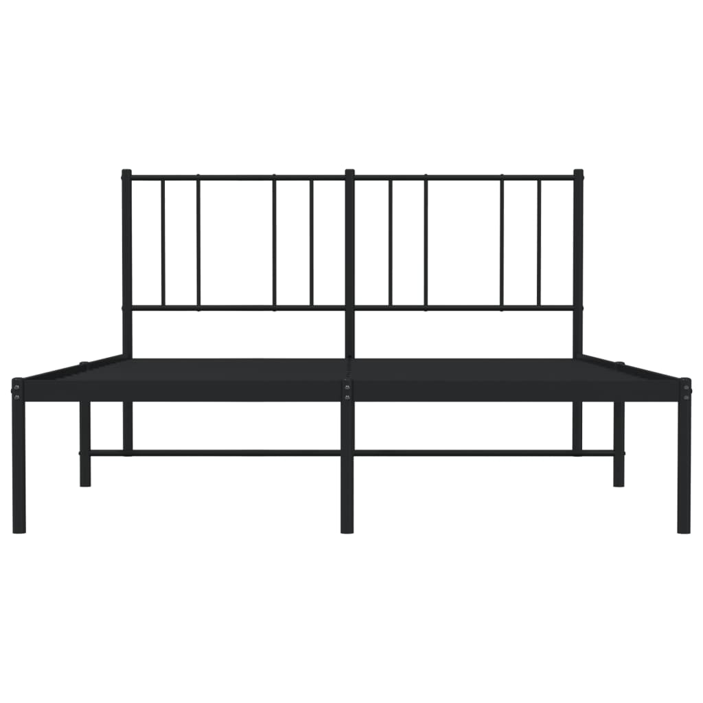Bedframe met hoofdbord metaal zwart 120x190 cm is nu te koop bij PeponiXL, paradijselijk wonen!