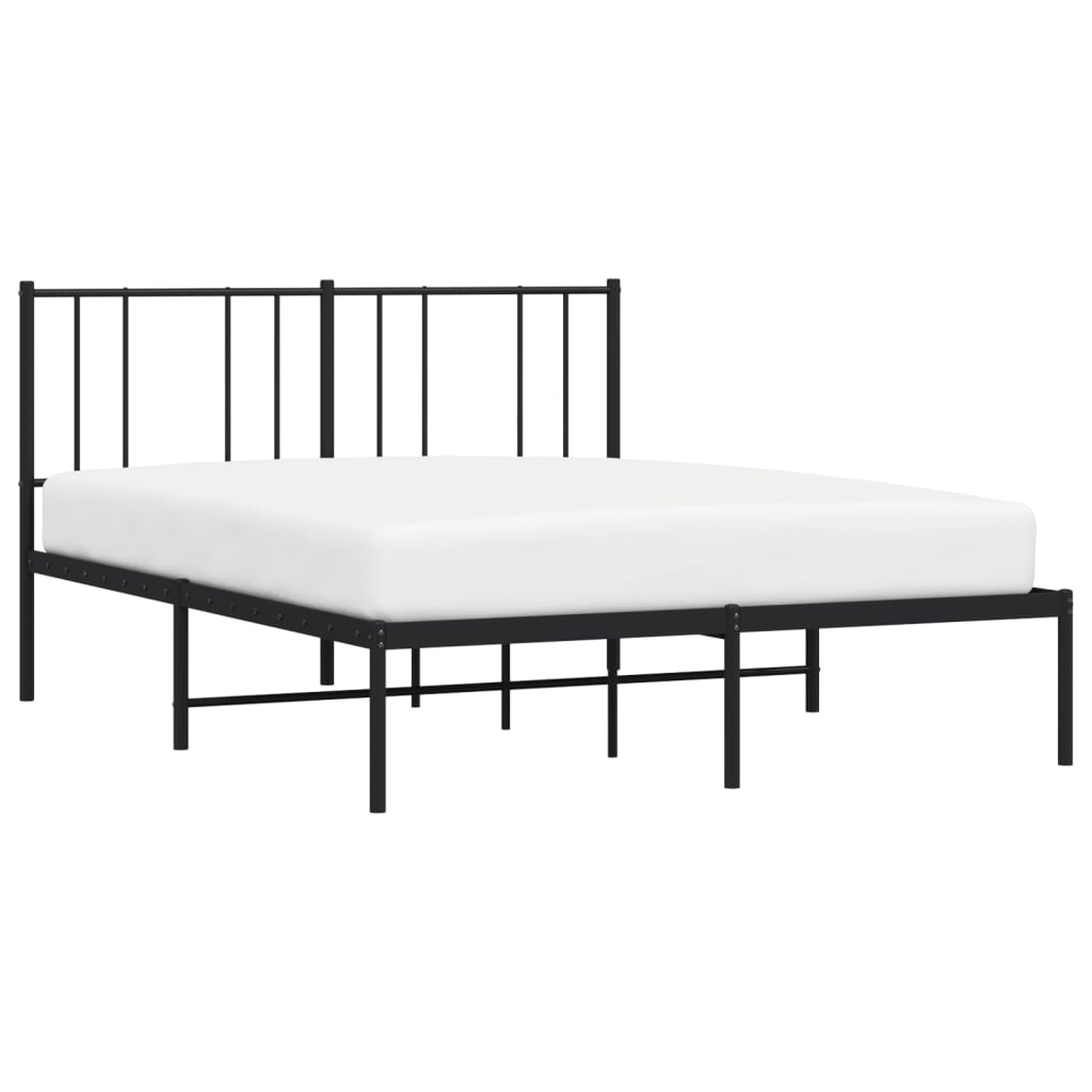 Bedframe met hoofdbord metaal zwart 120x200 cm is nu te koop bij PeponiXL, paradijselijk wonen!