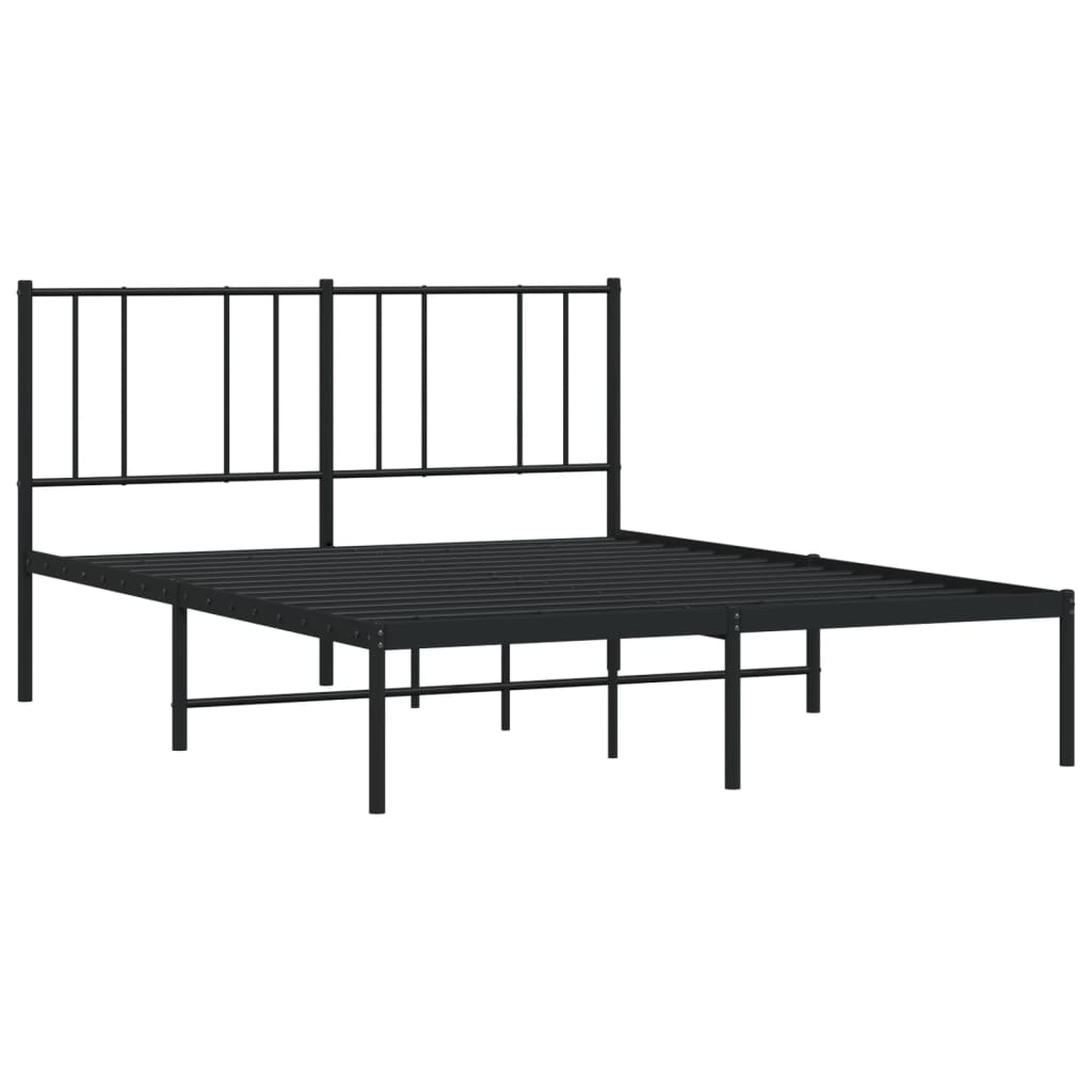 Bedframe met hoofdbord metaal zwart 120x200 cm is nu te koop bij PeponiXL, paradijselijk wonen!