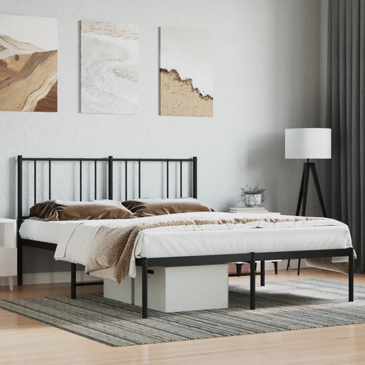 Bedframe met hoofdbord metaal zwart 140x200 cm is nu te koop bij PeponiXL, paradijselijk wonen!