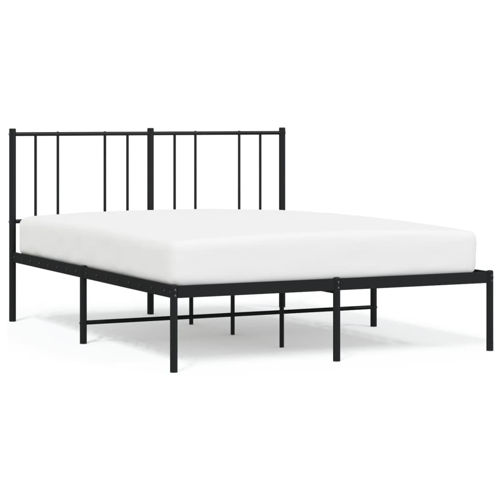Bedframe met hoofdbord metaal zwart 150x200 cm is nu te koop bij PeponiXL, paradijselijk wonen!