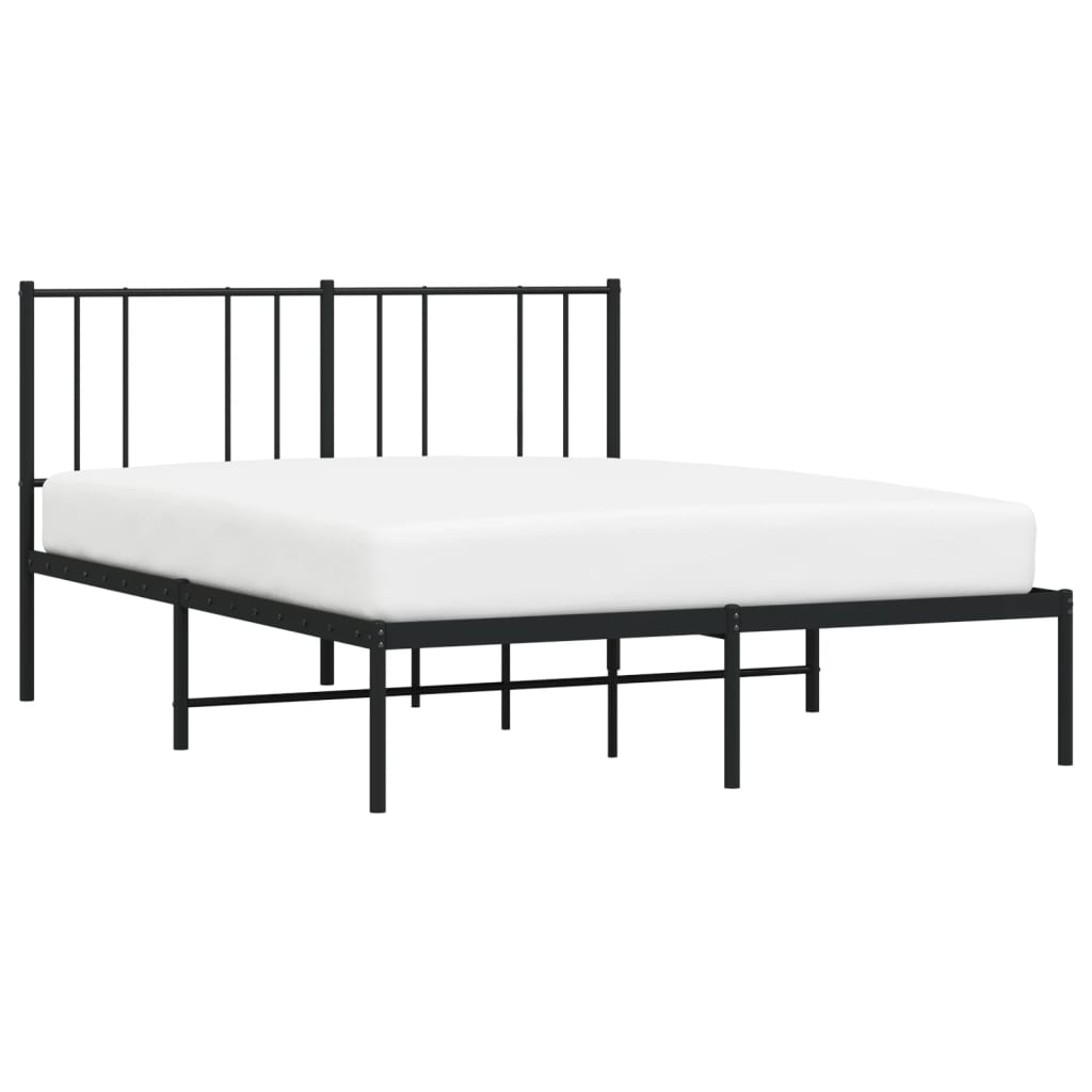 Bedframe met hoofdbord metaal zwart 150x200 cm is nu te koop bij PeponiXL, paradijselijk wonen!