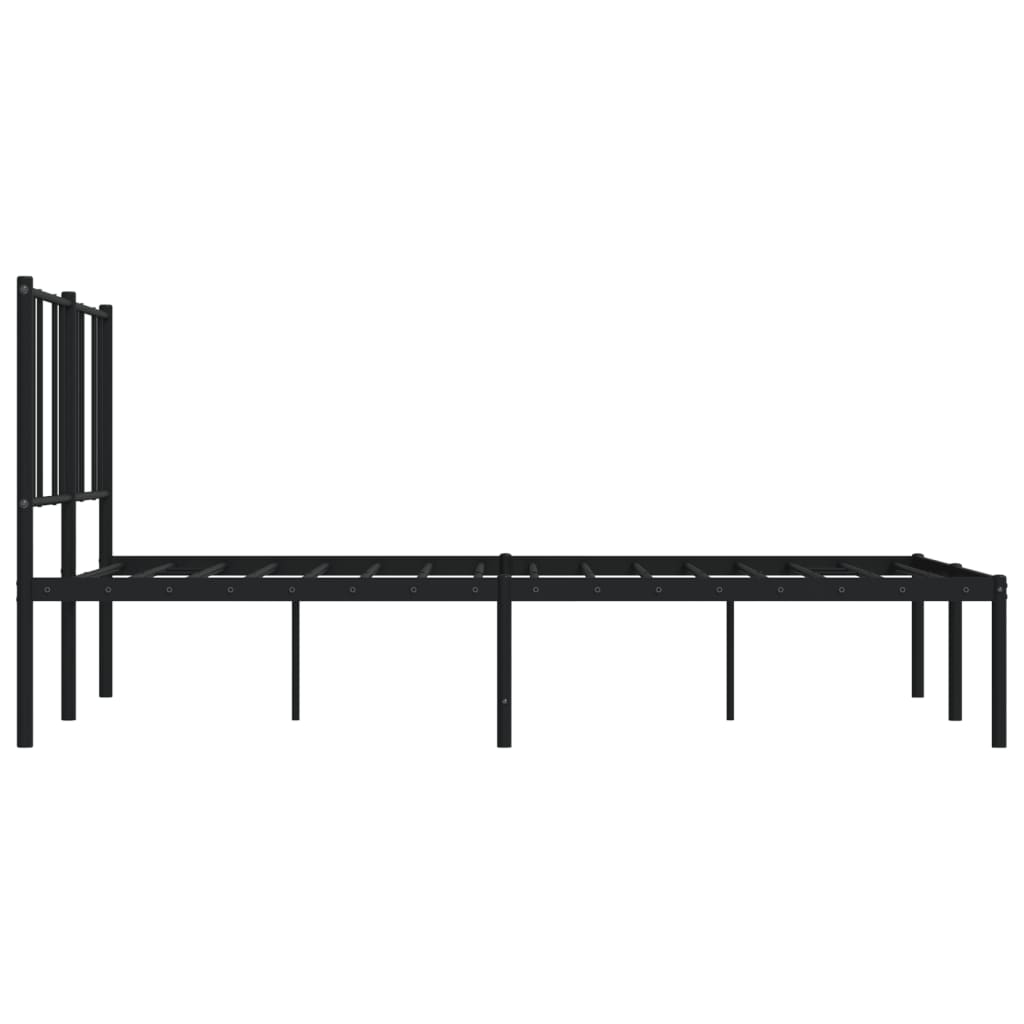 Bedframe met hoofdbord metaal zwart 150x200 cm is nu te koop bij PeponiXL, paradijselijk wonen!