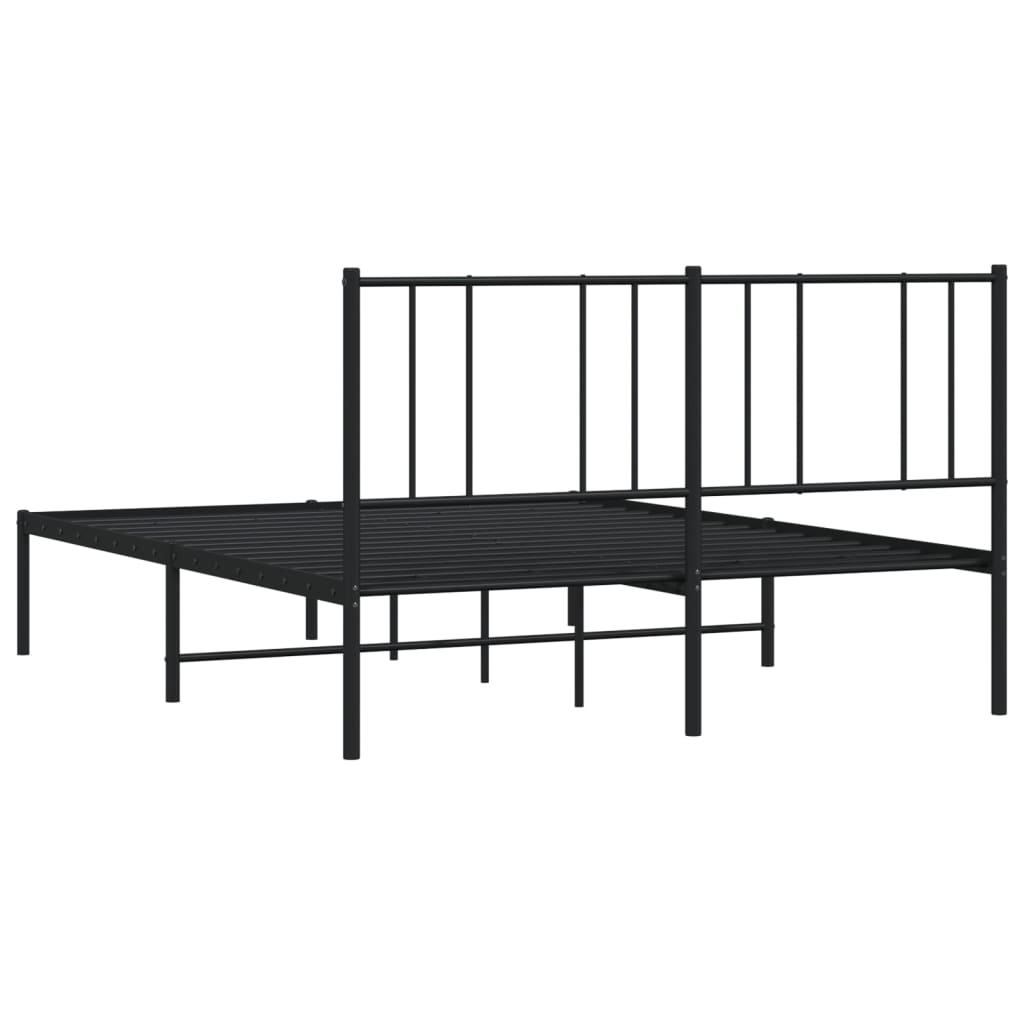 Bedframe met hoofdbord metaal zwart 150x200 cm is nu te koop bij PeponiXL, paradijselijk wonen!
