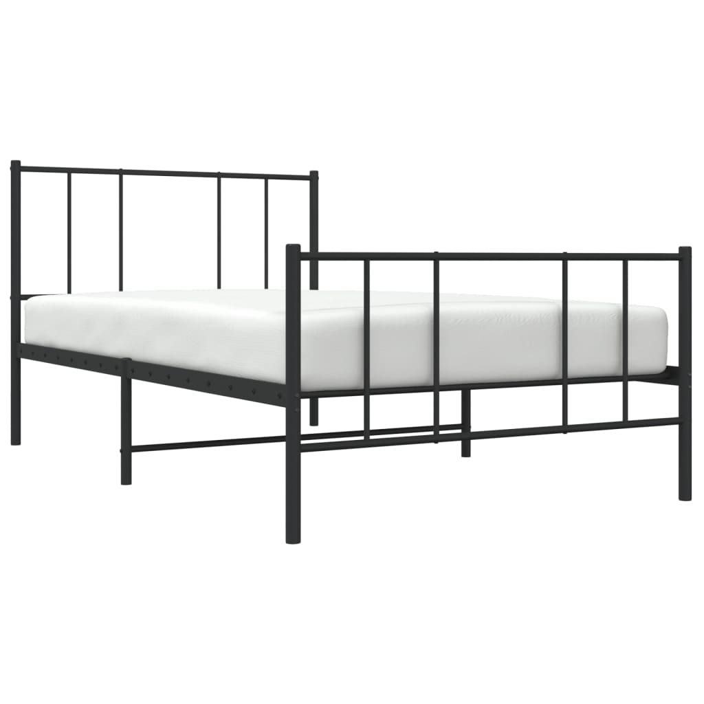 Bedframe met hoofd- en voeteneinde metaal zwart 107x203 cm is nu te koop bij PeponiXL, paradijselijk wonen!
