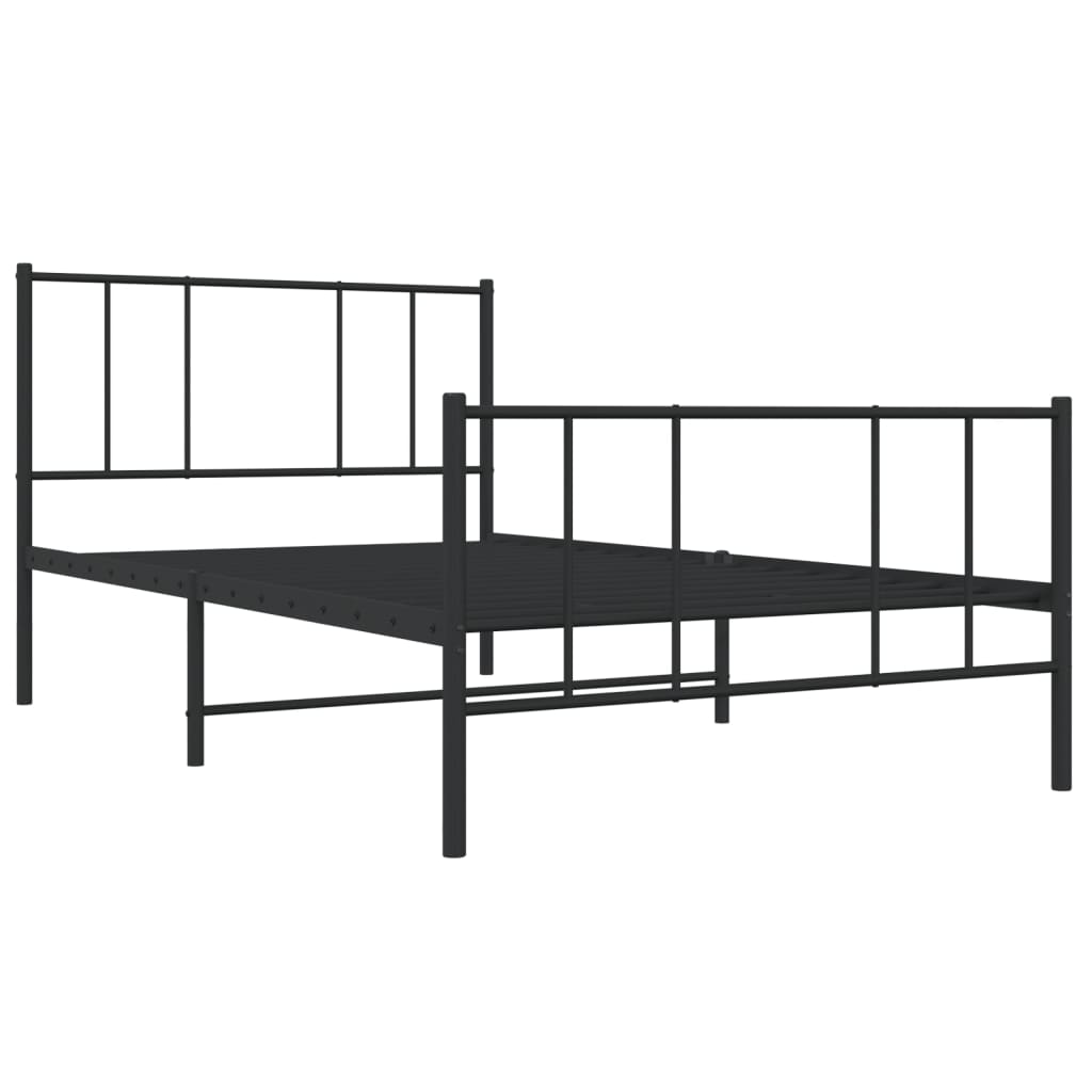 Bedframe met hoofd- en voeteneinde metaal zwart 107x203 cm is nu te koop bij PeponiXL, paradijselijk wonen!