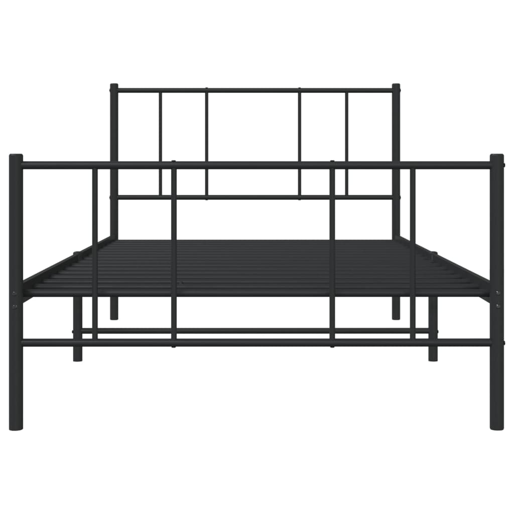 Bedframe met hoofd- en voeteneinde metaal zwart 107x203 cm is nu te koop bij PeponiXL, paradijselijk wonen!