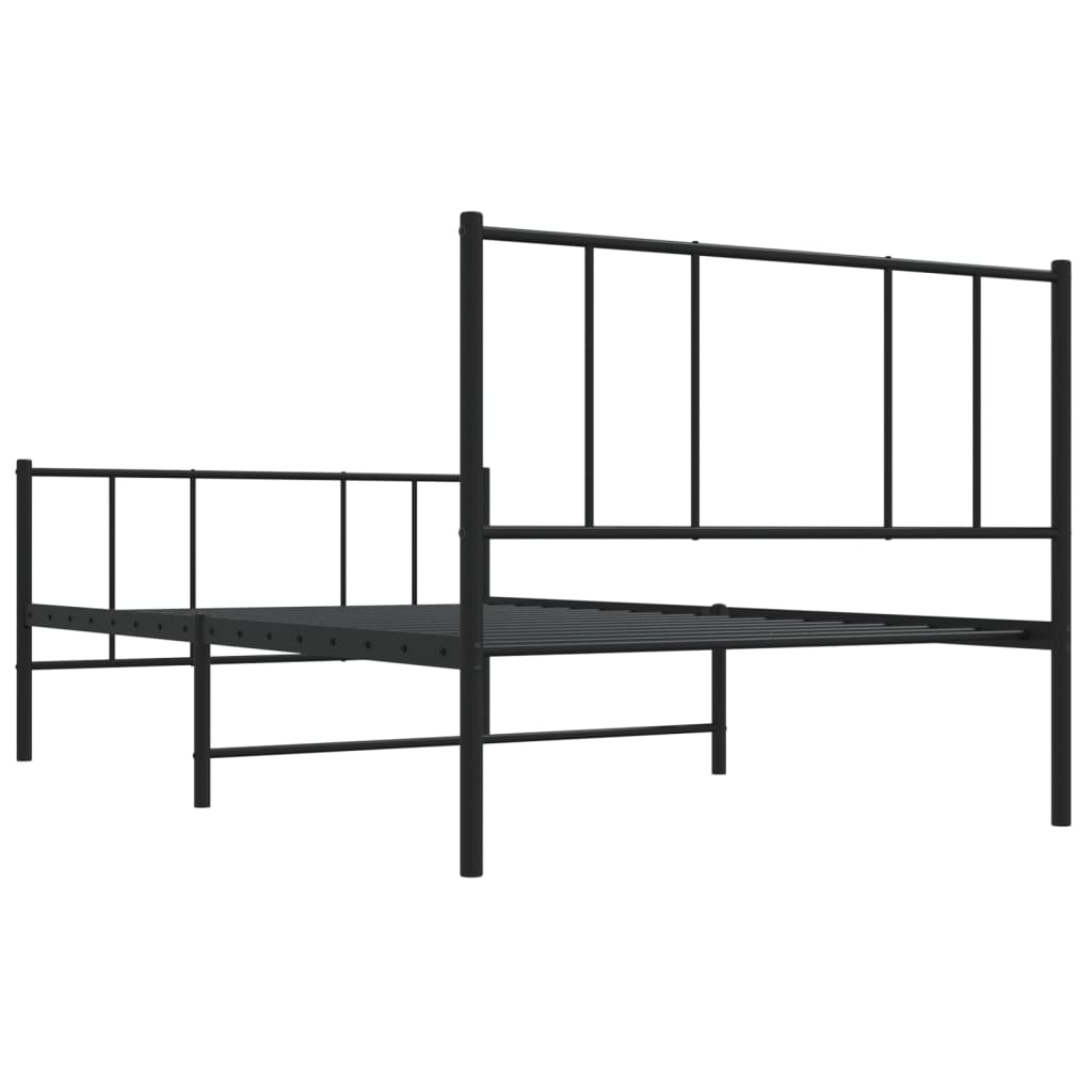 Bedframe met hoofd- en voeteneinde metaal zwart 107x203 cm is nu te koop bij PeponiXL, paradijselijk wonen!