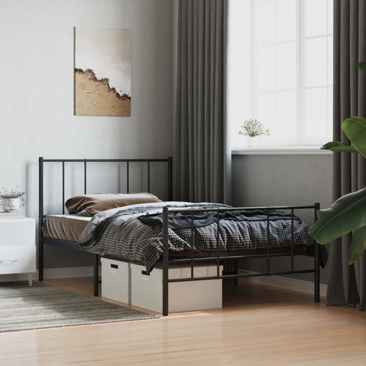 Bedframe met hoofd- en voeteneinde metaal zwart 107x203 cm is nu te koop bij PeponiXL, paradijselijk wonen!