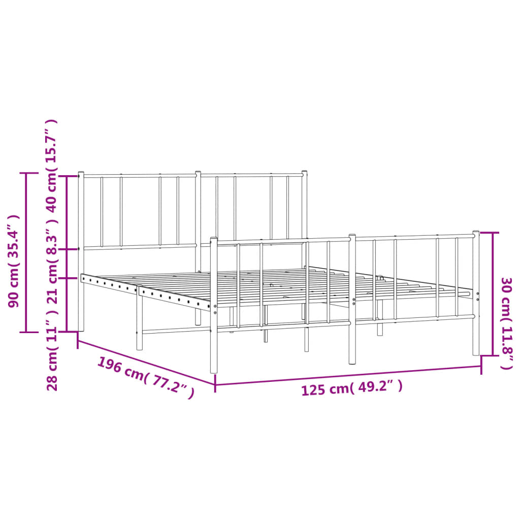 Bedframe met hoofd- en voeteneinde metaal zwart 120x190 cm is nu te koop bij PeponiXL, paradijselijk wonen!
