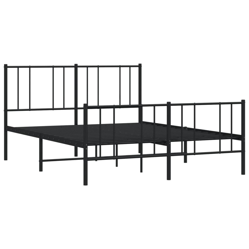 Bedframe met hoofd- en voeteneinde metaal zwart 140x190 cm is nu te koop bij PeponiXL, paradijselijk wonen!