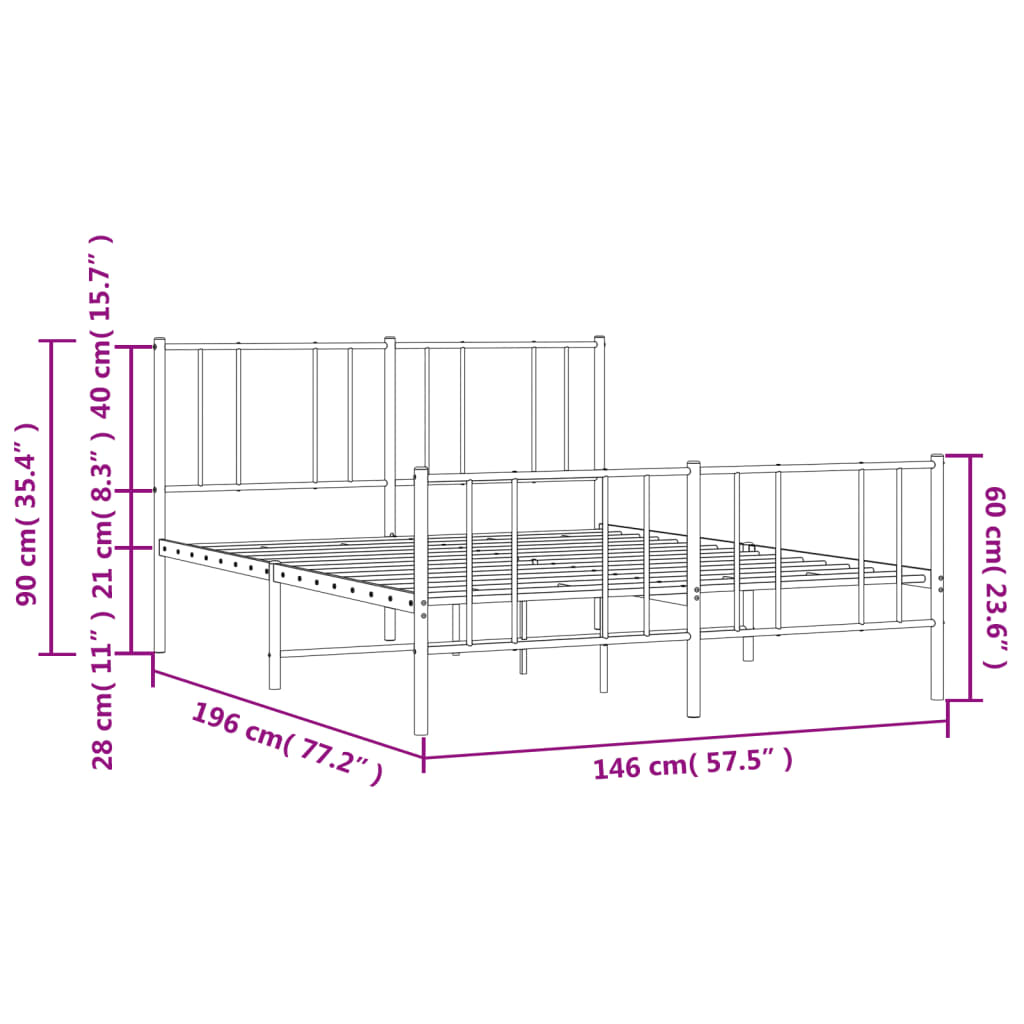 Bedframe met hoofd- en voeteneinde metaal zwart 140x190 cm is nu te koop bij PeponiXL, paradijselijk wonen!