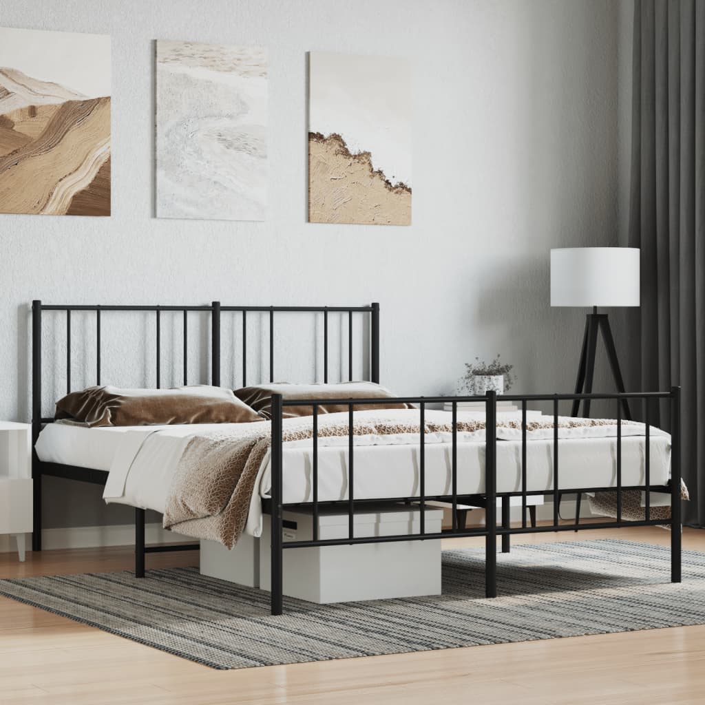Bedframe met hoofd- en voeteneinde metaal zwart 140x190 cm is nu te koop bij PeponiXL, paradijselijk wonen!