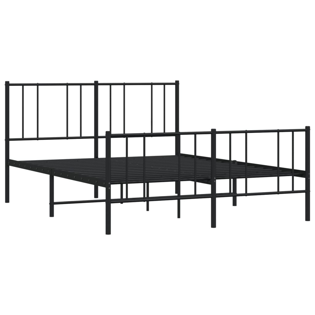 Bedframe met voetbord zonder matras metaal zwart 160x200 cm is nu te koop bij PeponiXL, paradijselijk wonen!