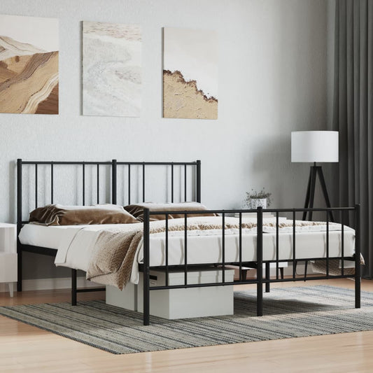 Bedframe met voetbord zonder matras metaal zwart 160x200 cm is nu te koop bij PeponiXL, paradijselijk wonen!