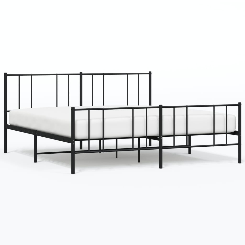 Bedframe met voetbord zonder matras metaal zwart 180x200 cm is nu te koop bij PeponiXL, paradijselijk wonen!