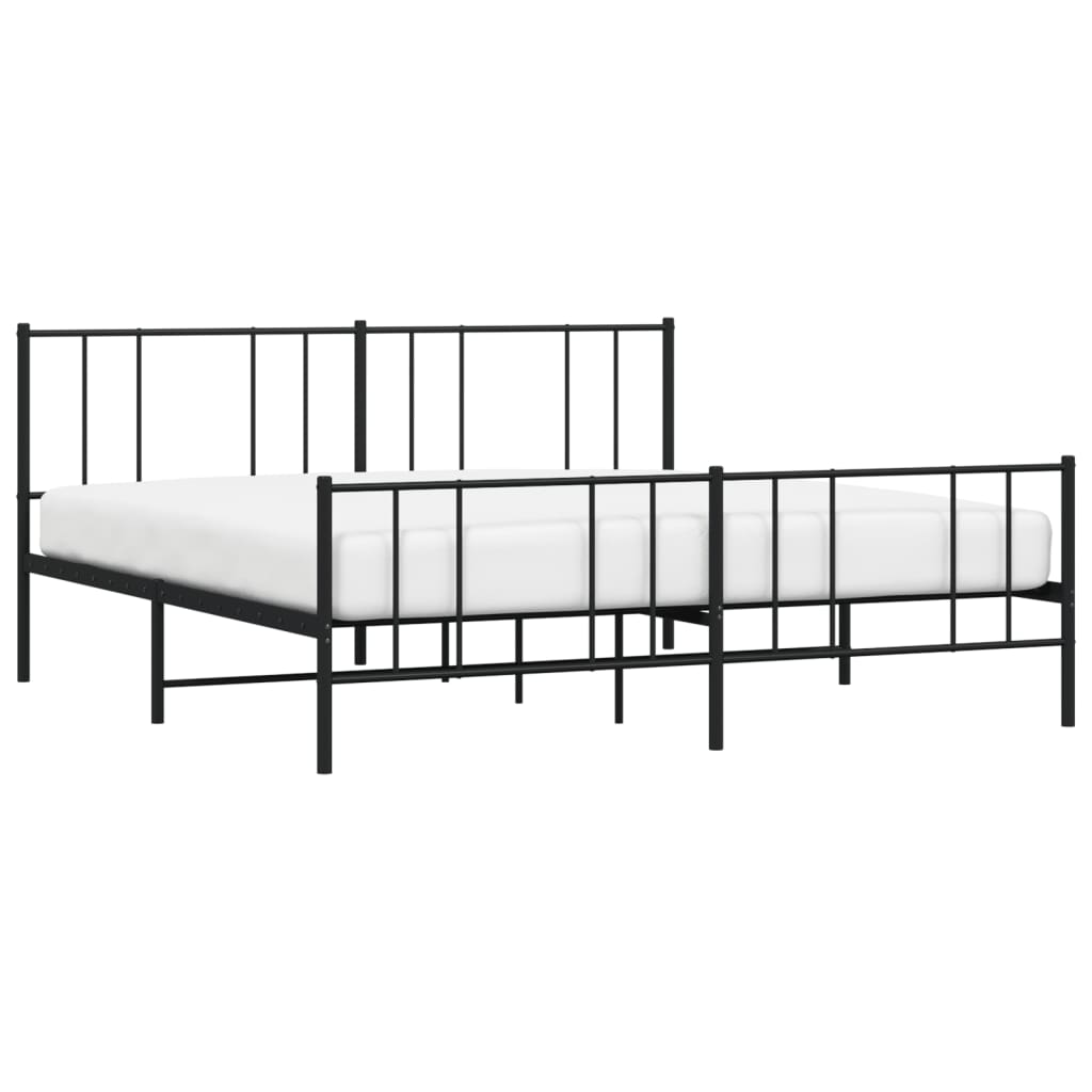 Bedframe met voetbord zonder matras metaal zwart 180x200 cm is nu te koop bij PeponiXL, paradijselijk wonen!