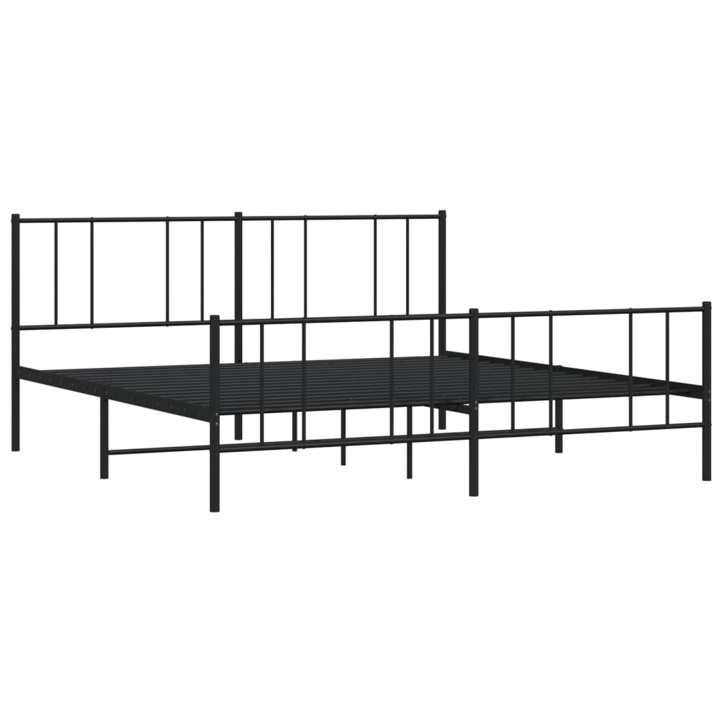Bedframe met voetbord zonder matras metaal zwart 180x200 cm is nu te koop bij PeponiXL, paradijselijk wonen!